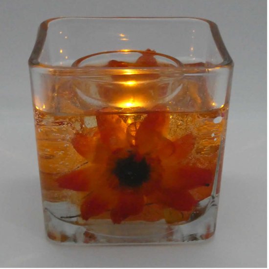 (image for) Flameless Fall Orange Sunflower Forever Gel Candle Design