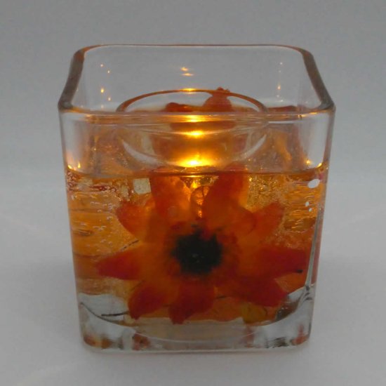 (image for) Flameless Fall Orange Sunflower Forever Gel Candle Design