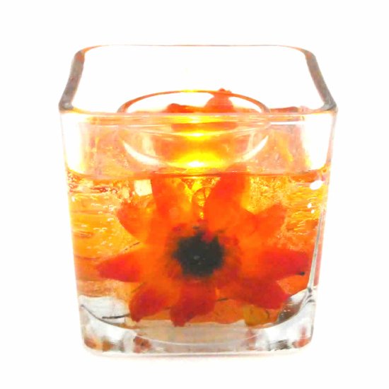 (image for) Flameless Fall Orange Sunflower Forever Gel Candle Design