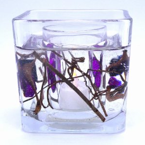 (image for) Flameless Purple Butterflies Forever Gel Candle Design Cube