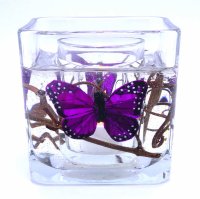 (image for) Flameless Purple Butterflies Forever Gel Candle Design Cube
