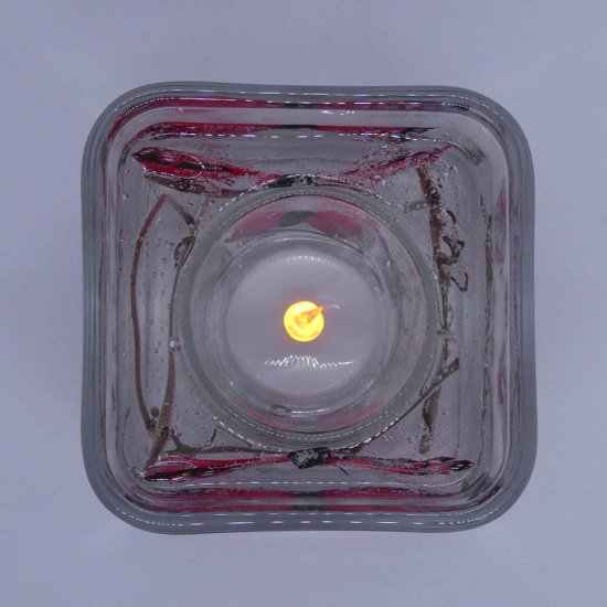 (image for) Flameless Red Pink Butterflies Forever Gel Candle Design Cube
