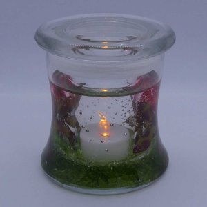 (image for) Flameless Red And Green Orchids Forever Candle Design