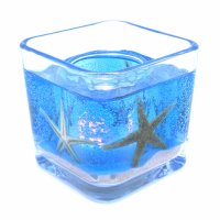 Flameless Ocean Blue Starfish Gel Forever Candle - Cube (image for) Flameless Ocean Blue Starfish Gel Forever Candle - Cube