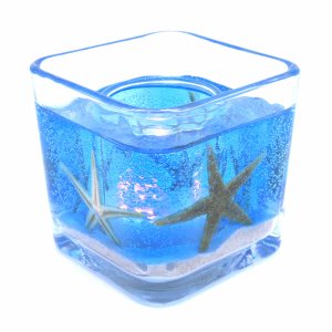 (image for) Flameless Ocean Blue Starfish Gel Forever Candle - Cube