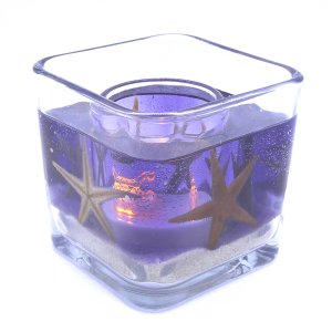 (image for) Flameless Ocean.Purple Starfish Gel Forever Candle - Cube