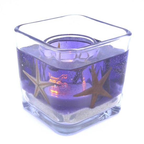 (image for) Flameless Ocean.Purple Starfish Gel Forever Candle - Cube