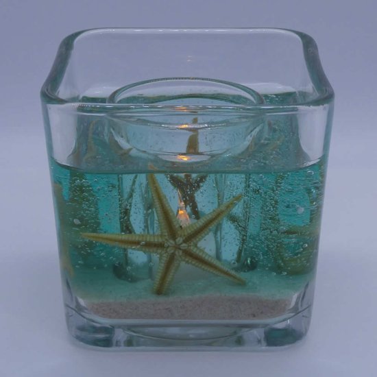 (image for) Flameless Ocean Seafoam Green Starfish Forever Gel Candle - Cube