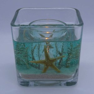 (image for) Flameless Ocean Seafoam Green Starfish Forever Gel Candle - Cube