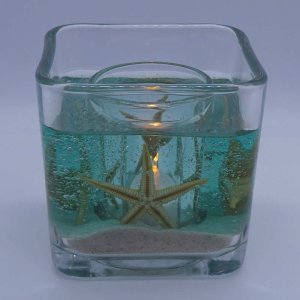 (image for) Flameless Ocean Seafoam Green Starfish Forever Gel Candle - Cube