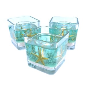 (image for) Flameless Ocean Seafoam Green Starfish Forever Gel Candle - Cube