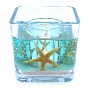 (image for) Flameless Ocean Seafoam Green Starfish Forever Gel Candle - Cube