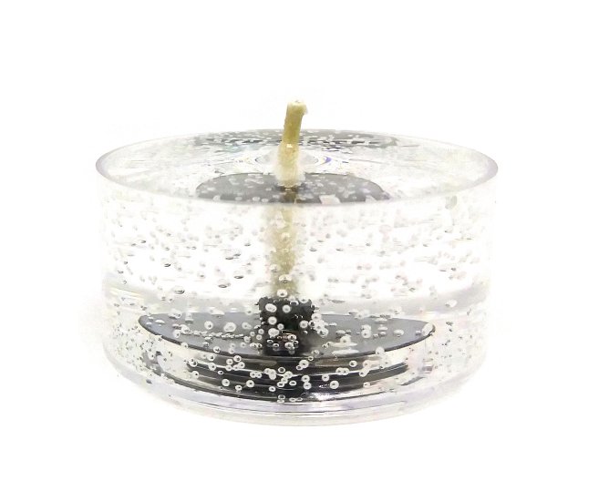 (image for) Red Hibiscus In Wavy Top Trim Glass Gel Candle Design Refillable Forever Candle