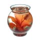 (image for) Orange Color Hibiscus Gel Candle Design In Flat Top Glass Refillable Forever Gel Candle