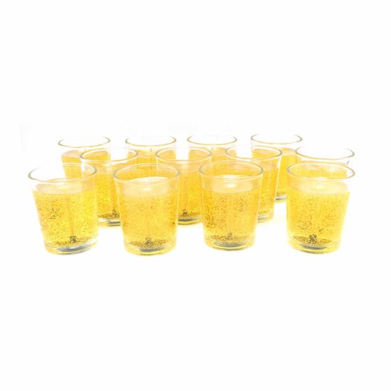 (image for) 12 Pack Gold Color With Gold Glitter Unscented Votives