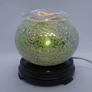 (image for) Elegant Cracked Glass Aroma Lamp Warmer - Green Yellow Aqua
