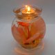 (image for) Coral Hibiscus Flower Design In Flat Top Glass Refillable Forever Gel Candle
