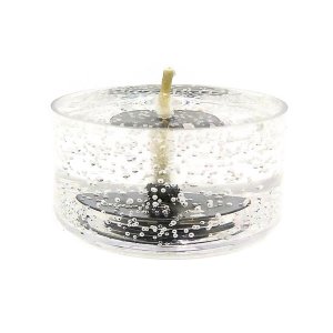 (image for) Mauve Color Hibiscus Gel Candle Design In Flat Top Glass Refillable Forever Gel Candle With 4 Pack