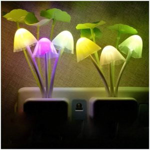 (image for) Pack of qty 2 Mushroom Color Changing LED Plug In Night Lights