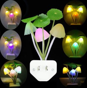 (image for) Pack of qty 2 Mushroom Color Changing LED Plug In Night Lights