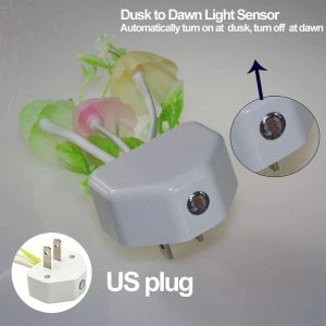 (image for) Pack of qty 2 Mushroom Color Changing LED Plug In Night Lights