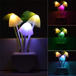 (image for) Pack of qty 2 Mushroom Color Changing LED Plug In Night Lights