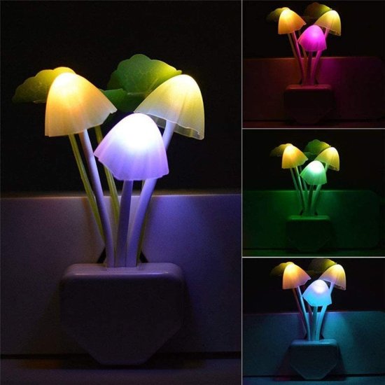 (image for) Pack of qty 2 Mushroom Color Changing LED Plug In Night Lights