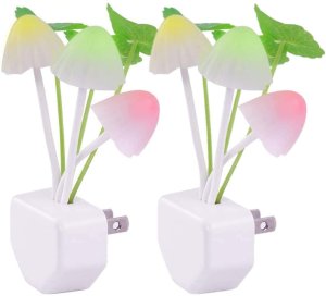 (image for) Pack of qty 2 Mushroom Color Changing LED Plug In Night Lights