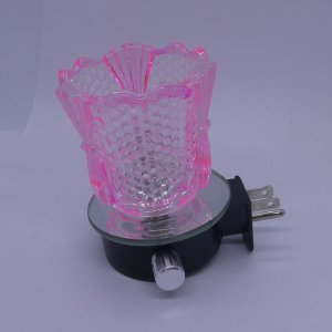 (image for) Pink Glass Glass Plug in Aroma Warmer Oil Dimmer Control w/Dish