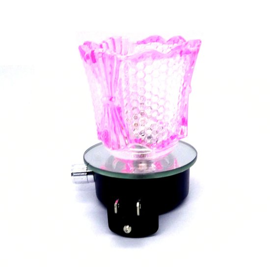 (image for) Pink Glass Glass Plug in Aroma Warmer Oil Dimmer Control w/Dish