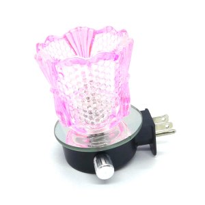 (image for) Pink Glass Glass Plug in Aroma Warmer Oil Dimmer Control w/Dish