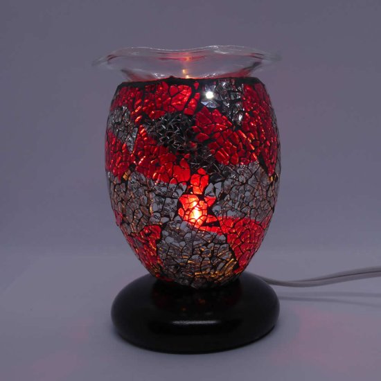 (image for) Red Black Silver Cracked Cylinder Dimmable Diffuser Warmer