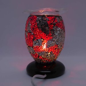(image for) Red Black Silver Cracked Cylinder Dimmable Diffuser Warmer