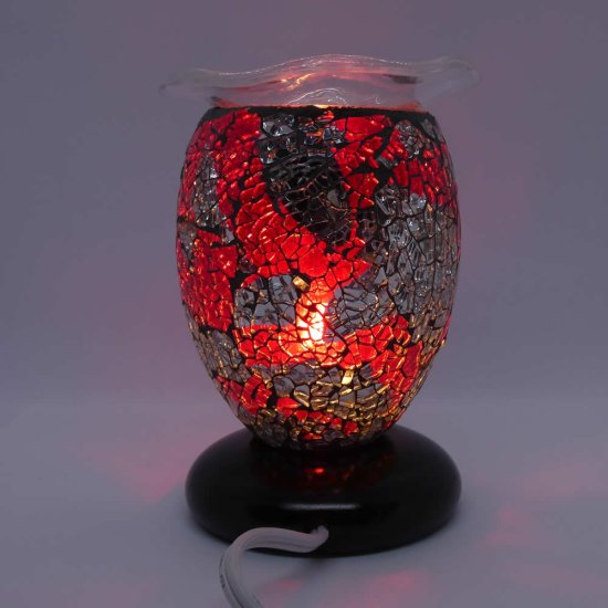 (image for) Red Black Silver Cracked Cylinder Dimmable Diffuser Warmer