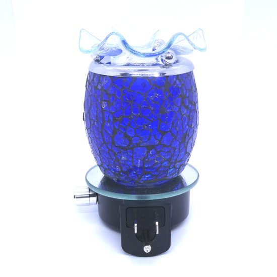 (image for) Cracked Glass Royal Blue Design Plugin Aroma Warmer Night Light