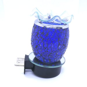 (image for) Cracked Glass Royal Blue Design Plugin Aroma Warmer Night Light