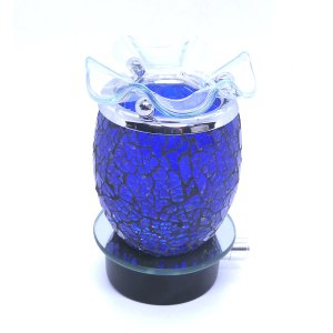 (image for) Cracked Glass Royal Blue Design Plugin Aroma Warmer Night Light