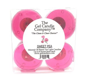 (image for) Sweet Pea Scented Gel Candle Tea Lights - 4 pk.