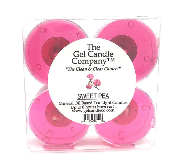 (image for) Sweet Pea Scented Gel Candle Tea Lights - 4 pk.