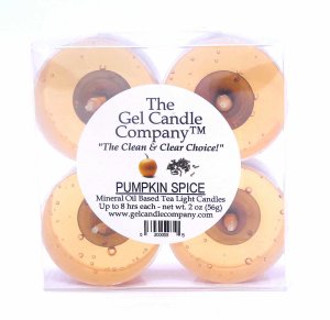 (image for) Pumpkin Spice Scented Gel Candle Tea Lights - 4 pk.