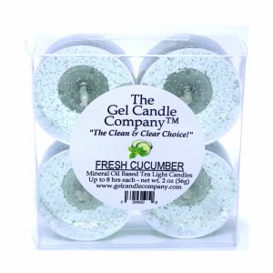 (image for) Fresh Cucumber Scented Gel Candle Tea Lights - 4 pk.