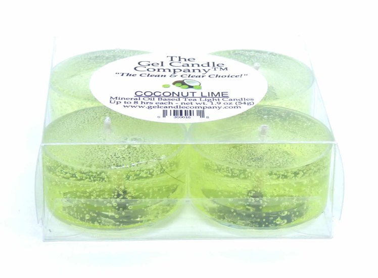 (image for) Coconut Lime Scented Gel Candle Tea Lights - 4 pk.