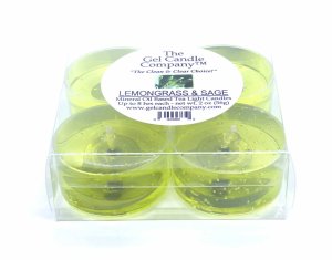 (image for) Lemongrass and Sage Scented Gel Candle Tea Lights - 4 pk.