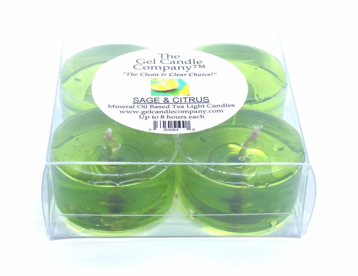 (image for) Sage and Citrus Scented Gel Candle Tea Lights - 4 pk.
