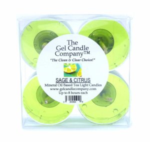 (image for) Sage and Citrus Scented Gel Candle Tea Lights - 4 pk.
