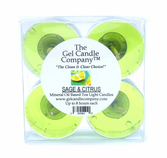 (image for) Sage Scented Gel Candle Tea Lights - 4 pk.