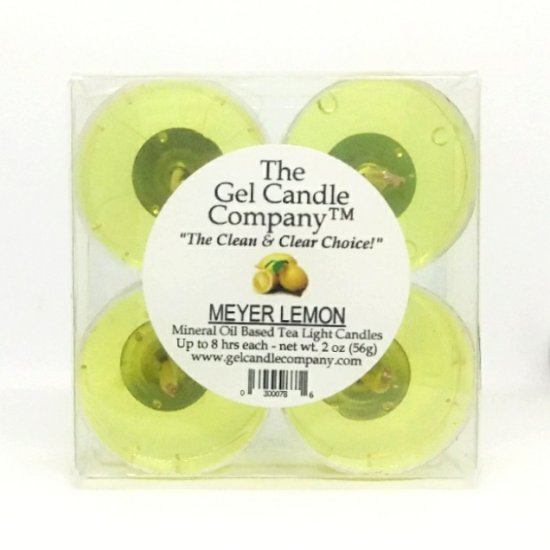 (image for) Meyer Lemon Scented Gel Candle Tea Lights - 4 pk.
