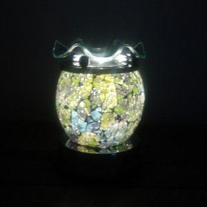 (image for) Elegant Cracked Glass Aroma Lamp Diffuser Warmer - Sage Green