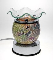 (image for) Elegant Cracked Glass Aroma Lamp Diffuser Warmer - Sage Green