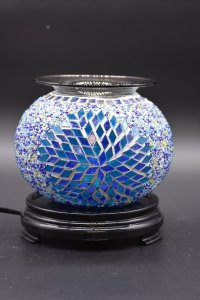 (image for) Elegant Cracked Glass Aroma Lamp Diffuser Warmer Blue Starburst